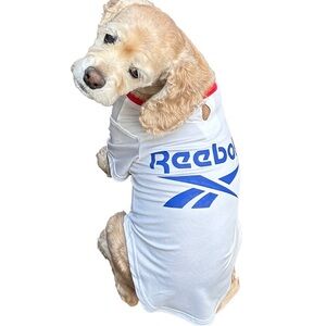 NWT Reebok White Logo Dog Tee L